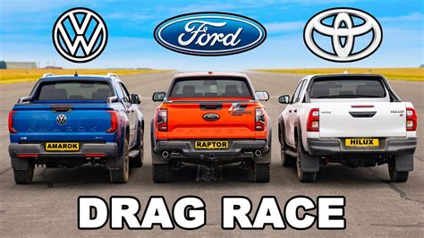 Ford Ranger Raptor V Toyota Hilux V VW Amarok DRAG RACE