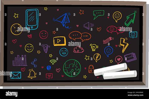 Hand Drawn Doodles On Chalkboard Illustration Stock Vector Image And Art Alamy