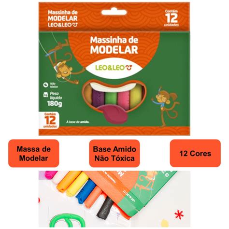 Massa Para Criança - Massa de Modelar Massinha 12 Cores Infantil Escolar Kit 3 pacotes Não ...