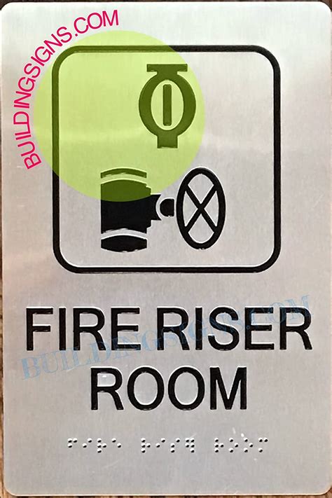 Fire Riser Room Sign Braille Sign With Raised Tactile Graphics And Letters