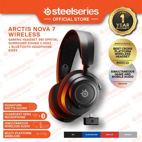 Steelseries Arctis Nova 7 Wireless Gaming Headset 360 Spatial Surround Sound 24ghz Bluetooth