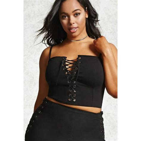 Forever21 Plus Size Lace Up Crop Top 16 Liked On Polyvore Featuring