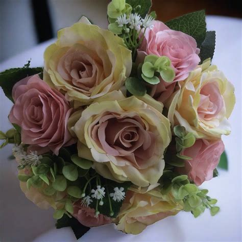 Last One A Wedding Bouquet Featuring Dusky Pink Silk Rose Flowers