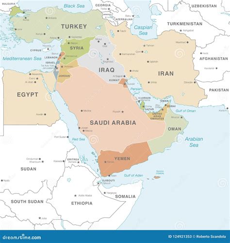 Middle East Political Map With Capitals