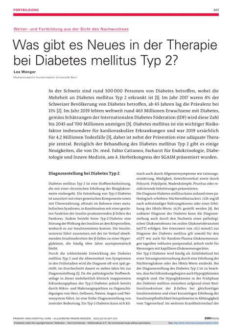 Pdf Was Gibt Es Neues Zur Therapie Bei Diabetes Mellitus Typ