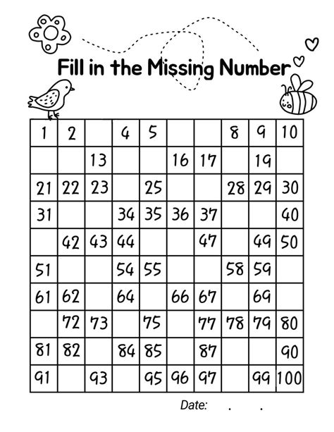 Fill In The Missing Numbersworksheets Printablekindergarten Math Workbookfill In The Blank