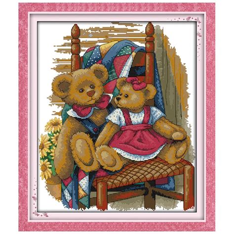 Two Teddy Bears 2 Counted Cross Stitch 11ct 14ct Cross Stitch Sets Cross Stitch Kits Embroidery