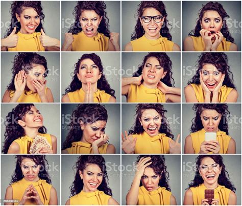 Collage Of A Young Woman Expressing Different Emotions And Feelings