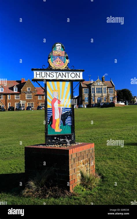 Town Sign On The Green Hunstanton Town North Norfolk Coast England