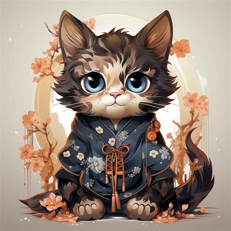 Premium AI Image | cute japanese style cartoon cat