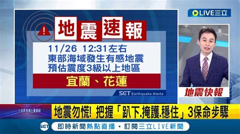 三立最新 1231左右東部海域發生有感地震 預估震度3級以上地區宜蘭花蓮｜【live大現場】20231126｜三立新聞台 Youtube