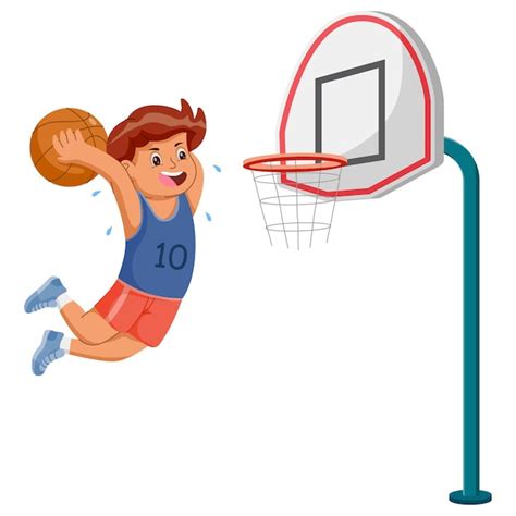 Premium Vector Cartoon Boy Playing Basketball Vector Illustration