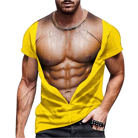 Muscle Tee Shirts For Men Funny T Shirt With Fake Muscle 3d Printed Graphics Casual Summer Tees