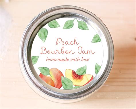 Peach Jam Labels Digital Printable Editable Template Round Etsy