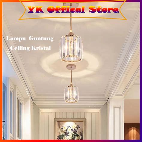 Jual Lampu Gantung Tunggal Kaca 3 Warna Kristal Minimalis 2 Model