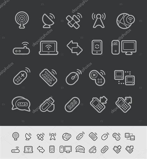 Wireless Communications Icons Black Line Series Stock Vector By