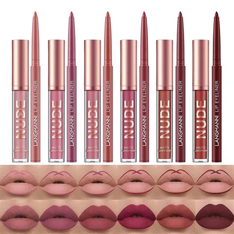 Sumeitang Pcs Lip Liner And Lipstick Makeup Set Matte Nude Liquid Lipstick And Matching
