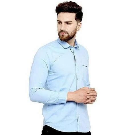 Collar Neck Casual Wear Mens Full Sleeves Cotton Shirt Size 38 To 42