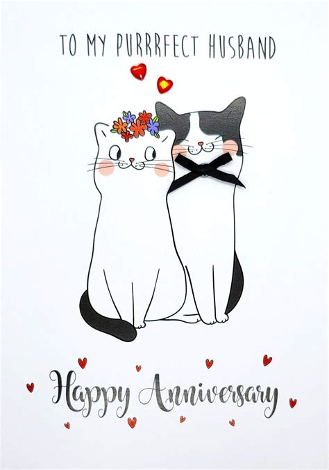 Cat Anniversary Card For Husband Wedding Anniversary Card Etsy