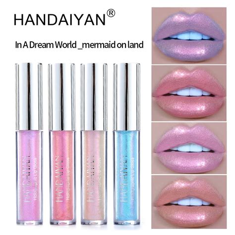 6 Colors Holographic Mermaid Lip Gloss Shimmer Glitter Liquid Lipstick Lipgloss Shimmer Face