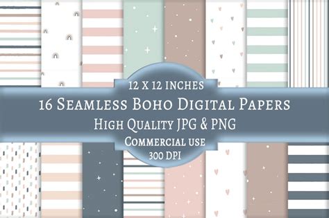 Boho Doodle Art Seamless Digital Paper Boho Pattern Digital Etsy