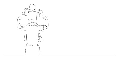 Father Carrying Son On His Shoulders Continuous Line Drawing 12240463 Vector Art At Vecteezy