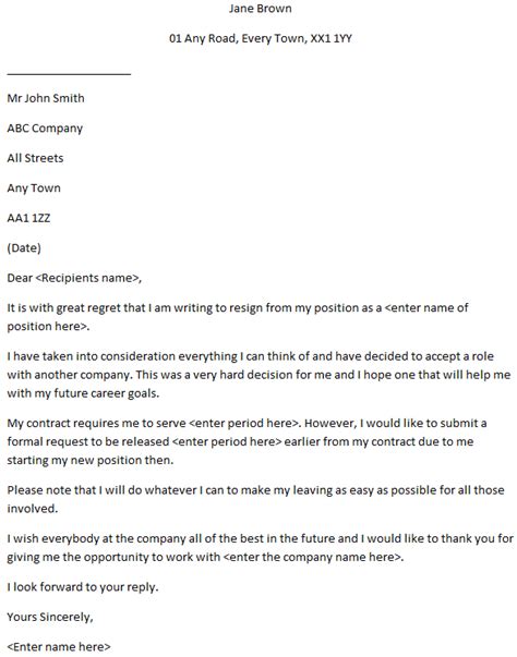 Resignation Letter Requesting Shorter Notice Period Example Pdf Business