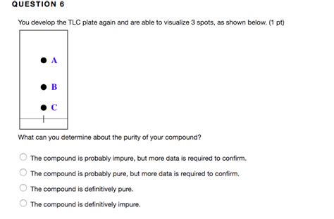 Solved Question 6 You Develop The Tlc Plate Again And Are