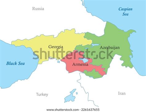 Color Political Map Caucasus Borders Countries Stock Vector (Royalty ...