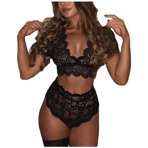 Ensemble De Lingerie Lingerie Sexy Creux En Dentelle Noir M Noir