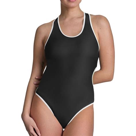 Caivo Women Swimwear Sexy Conservative Backless Solid Color Sports Swimsuit Bikini Tropical