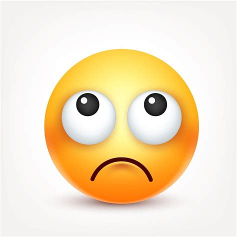 Premium Vector Emoji Yellow Face With Emotions Realistic Emoji Sad Or