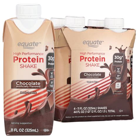 Equate High Performance Protein Nutrition Shake Chocolate 11 Fl Oz 4 Count