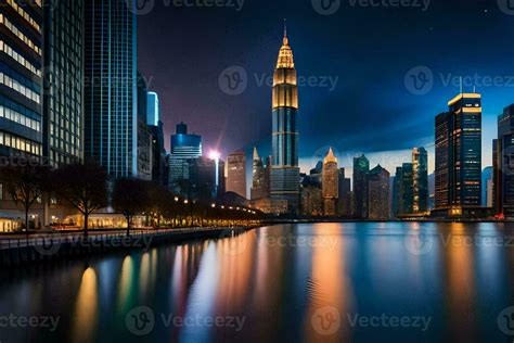 the city skyline at night in kuala lumpur, malaysia. AI-Generated ...