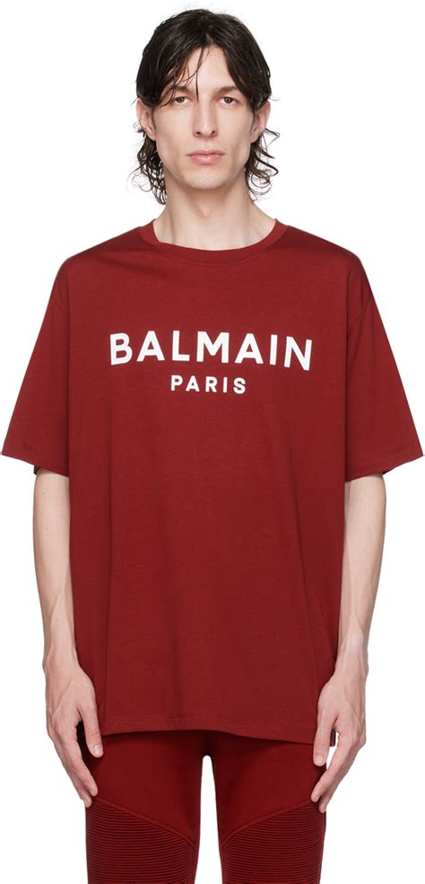 Balmain Red Printed T Shirt Balmain