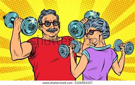 An Elderly Man And Woman Grandma Grandpa Retired In Sports Fitness