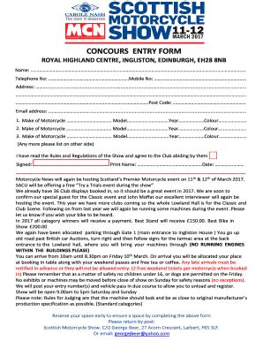 Fillable Online Concours Entry Form Scottish Motorcycle Show Fax