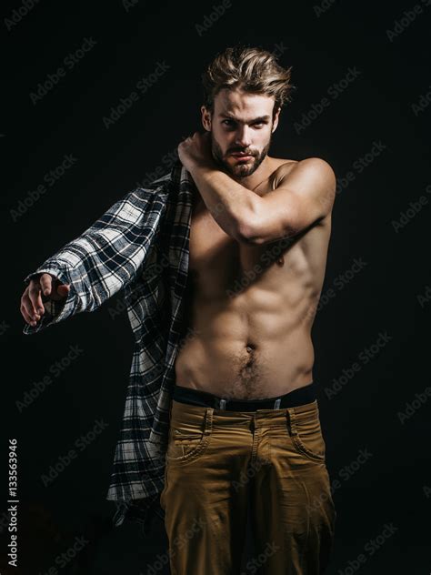 Sexy Naked Man Wear Shirt Foto De Stock Adobe Stock
