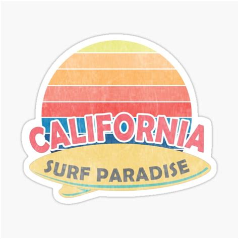 Vintage Surf Paradise California Sticker By Tonyspencer Redbubble