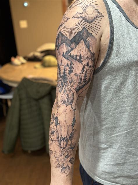 Large nature scene done at Black Fern Tattoo in Cincinnati, OH. @austin ...