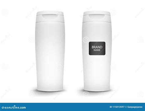 White Plastic Shampoo Bottle Mockup Template Product Design 3 Stock