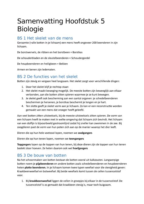 Samenvatting Biologie Hs Samenvatting Hoofdstuk Biologie Bs Het