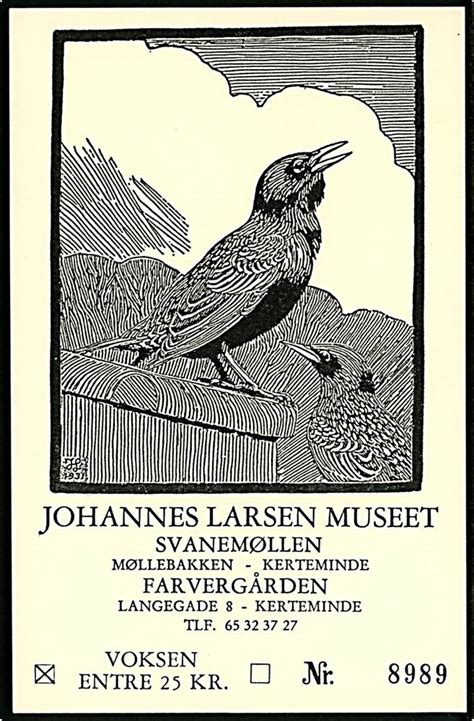 Kerteminde Johannes Larsen Museet Entre Billet Lavet Som Postkort