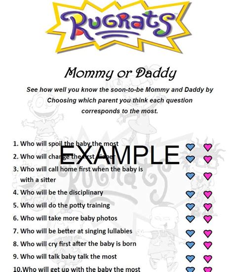 Rugrats Baby Shower Mommy Vs Daddy Etsy Artofit