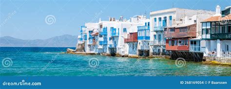 Mykonos Greek Village In Greece Colorful Streets Of Mikonos Village On