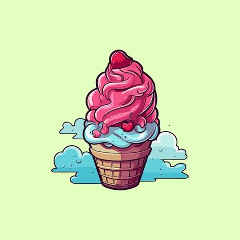 Himbeer Ripple Eis Clip Art Illustration Premium Vektor