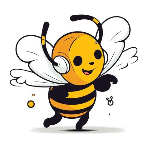 Bienen mit flügeln karikaturvektorillustration isoliert auf weißem