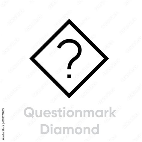 Question Mark Diamond Badge In Flat Style Editable Vector Stroke