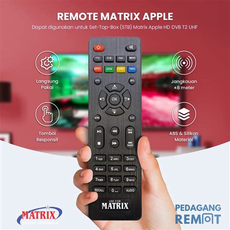 Jual Remot Remote STB Receiver Parabola Matrix Apple HD DVB T2 UHF