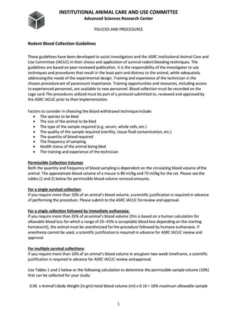 Fillable Online Rodent Blood Collection Guidelines Fax Email Print